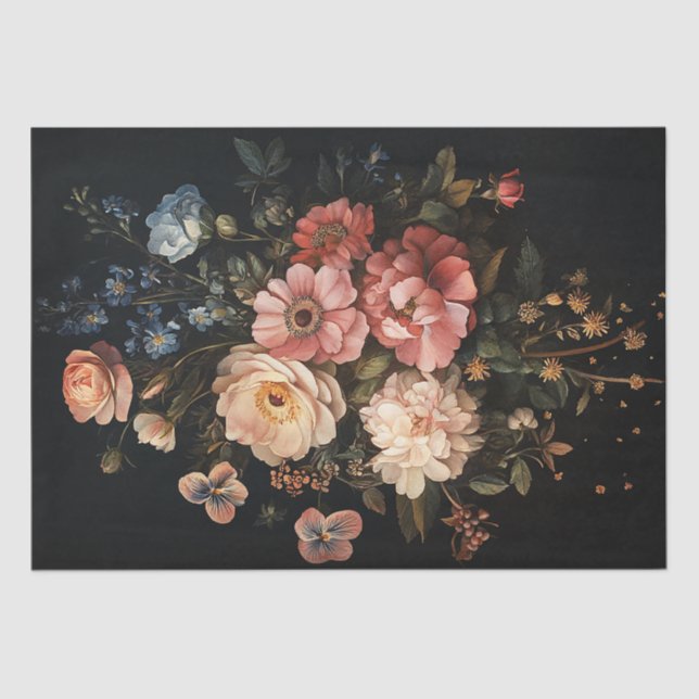 Papier Mousseline Découpage cascade florale (Recto)