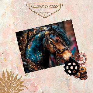 Papier Mousseline Découpage Céleste Bronze Patina Horse Steampunk