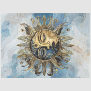 Papier Mousseline Découpage Céleste Croissant Bleu Doux Lune