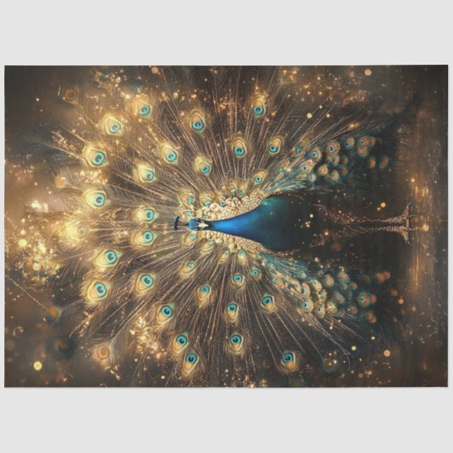 Papier Mousseline Decoupage Celestial Peacock Regal Elegance (Recto)