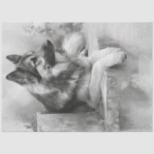 Papier Mousseline Découpage Charcoal German Shepard Portrait