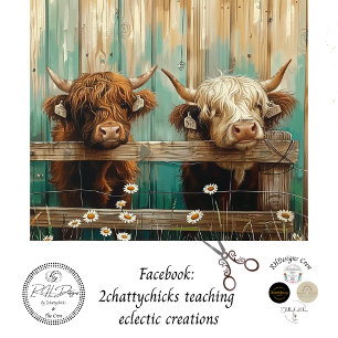 Papier Mousseline Découpage Charme rustique Vaches agricoles Turquoi