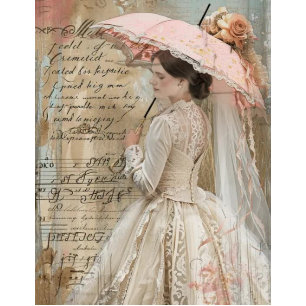 Papier Mousseline Découpage Charme Sud Fleurs Parasol rose