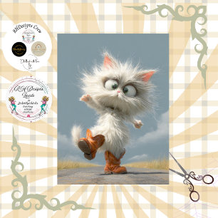 Papier Mousseline Découpage Chat Dansant Fantaisiste 