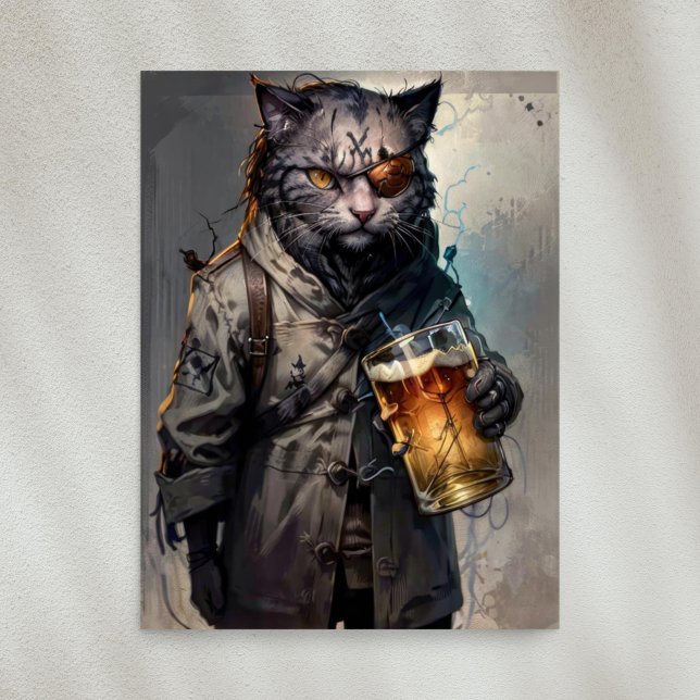 Papier Mousseline Découpage - chat urbain errant avec patte oculaire (Créateur téléchargé)