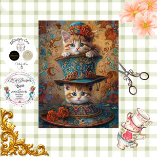 Papier Mousseline Decoupage Chatons Fantaisistes Festival d'Automne