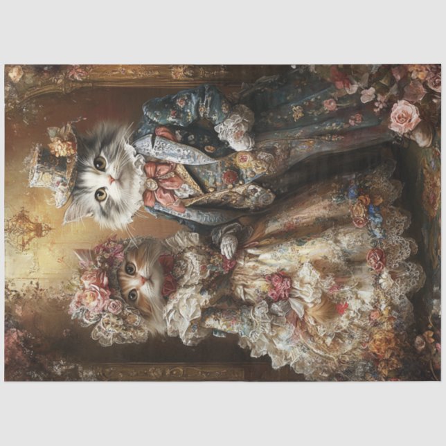 Papier Mousseline Découpage Chats anthropomorphes victoriens (Recto)