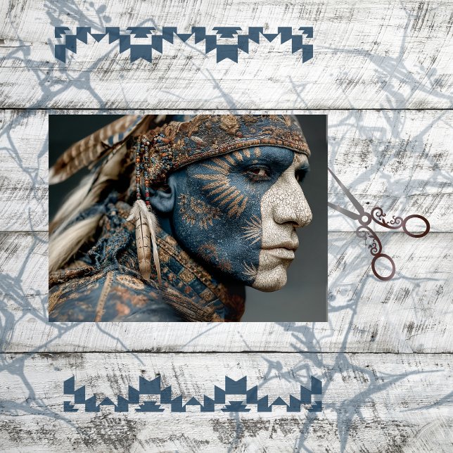 Papier Mousseline Decoupage Chef Guerrier Indien Américain  (Créateur téléchargé)