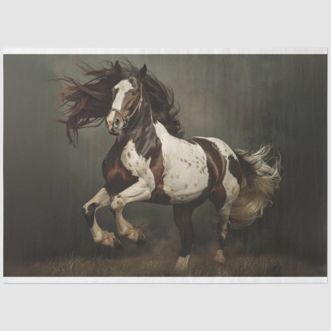 Papier Mousseline Découpage Cheval Blanc Brown (Recto)