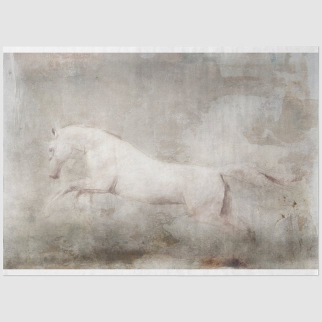 Papier Mousseline Découpage Cheval Blanc Sauvage (Recto)