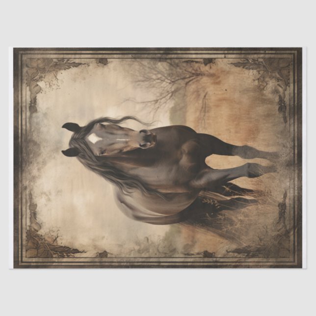 Papier Mousseline Découpage Cheval Brown noir (Recto)
