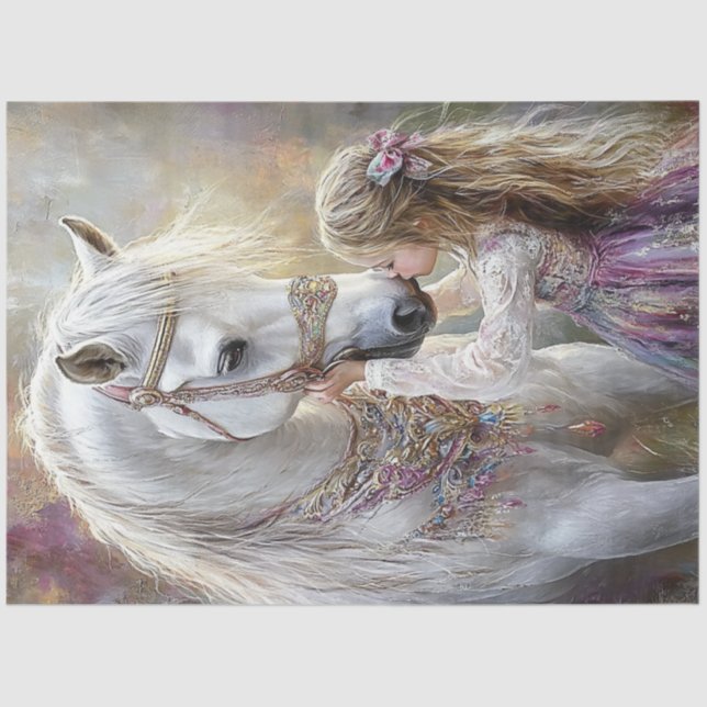 Papier Mousseline Découpage Cheval et enfant orné Whimsical (Recto)