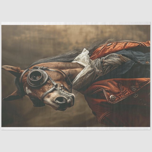 Papier Mousseline Découpage Cheval Steampunk vintage (Recto)