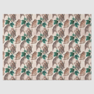 Papier Mousseline Découpage Chouettes et Feuilles