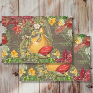 Papier Mousseline Découpage Chute Gourds Citrouille Bois foncé rusti