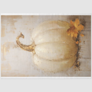 Papier Mousseline Découpage Citrouille blanc neutre et tige d'or