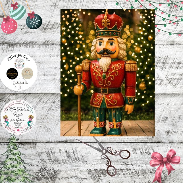 Papier Mousseline Decoupage Classic Nutcracker Red Green  (Créateur téléchargé)