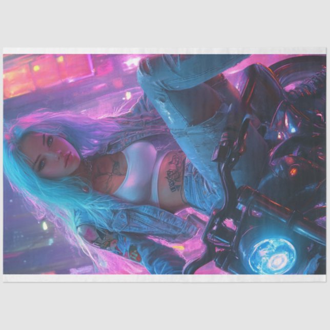 Papier Mousseline Découpage Classic Poster de Futuristic Biker Chic (Recto)