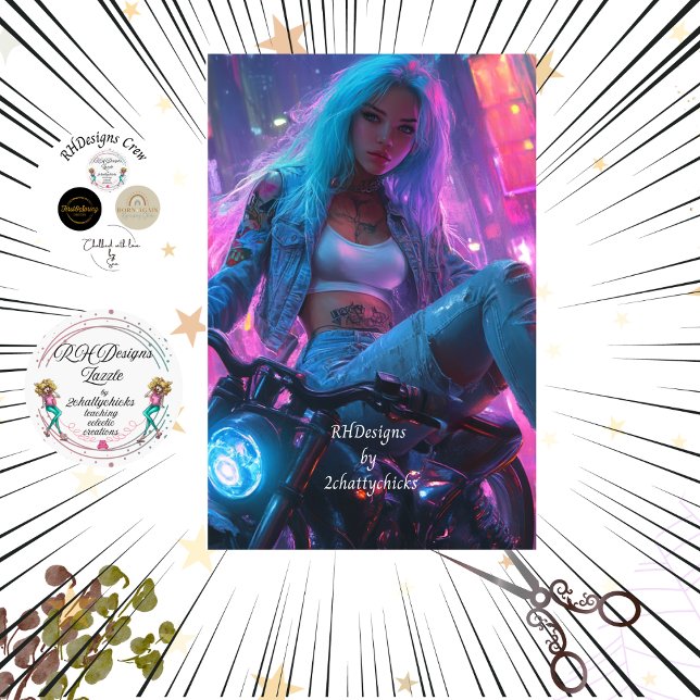 Papier Mousseline Découpage Classic Poster de Futuristic Biker Chic (Créateur téléchargé)