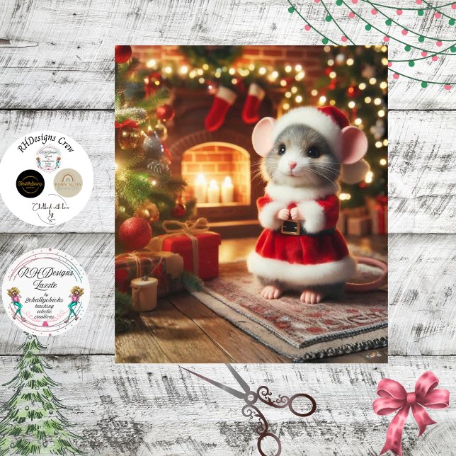 Papier Mousseline Decoupage Classic Santa Mouse Red Suit (Créateur téléchargé)