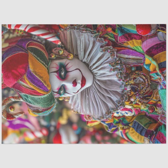 Papier Mousseline Découpage Clown Jester Costume de cirque dynamique (Recto)