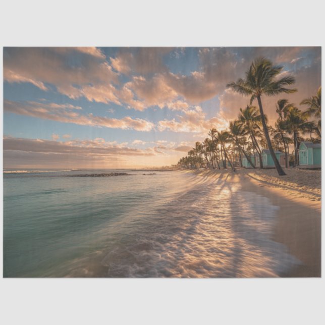 Papier Mousseline Découpage Coastal Island Charm Beach Huits Sunset (Recto)