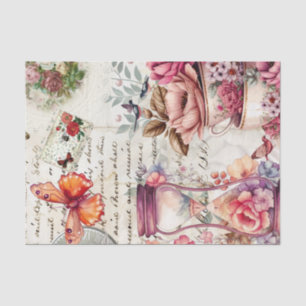 Papier Mousseline Découpage Collage aquarelle vintage