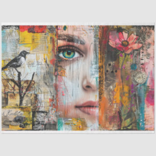 Papier Mousseline Découpage Collage Art Abstrait vintage