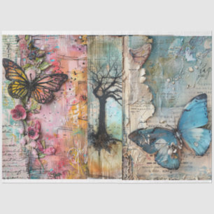 Papier Mousseline Découpage Collage Art Abstrait vintage