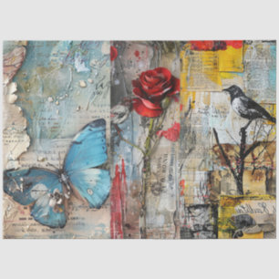 Papier Mousseline Découpage Collage Art Abstrait vintage