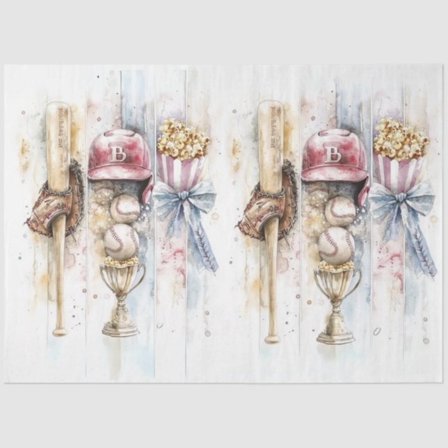 Papier Mousseline Découpage Collage Verticals Baseball Thème (Recto)