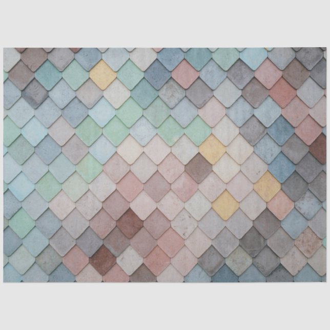 Papier Mousseline Découpage colorée vintage Boho Rustique Retro (Recto)
