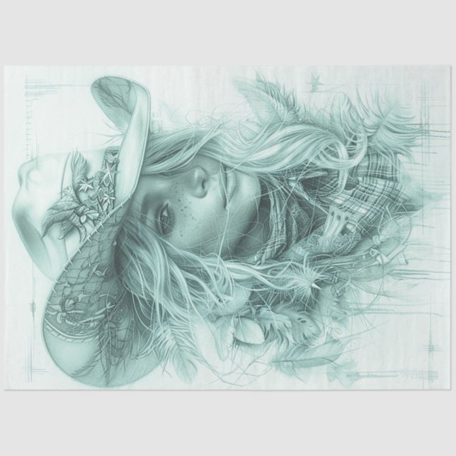 Papier Mousseline Découpage Conception de portrait Monochromatique C (Recto)