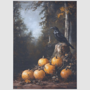 Papier Mousseline Découpage corbeau et citrouilles
