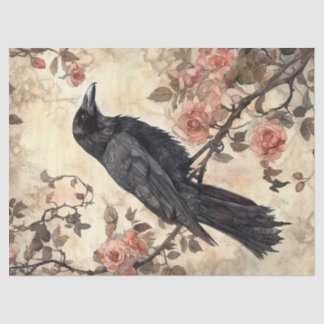 Papier Mousseline Découpage corbeau et Rose