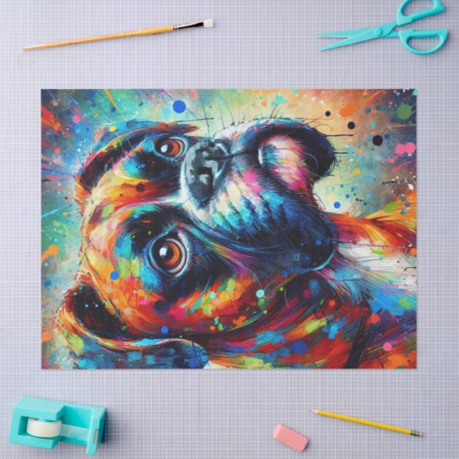 Papier Mousseline Découpage couleur Pop Art Boxer Chien (Artisanat)