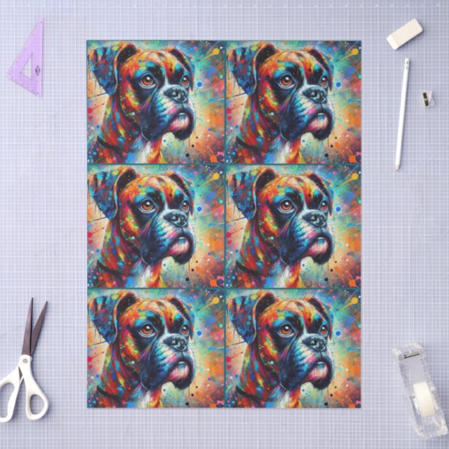 Papier Mousseline Découpage couleur Pop Art Boxer Chien (Artisanat)