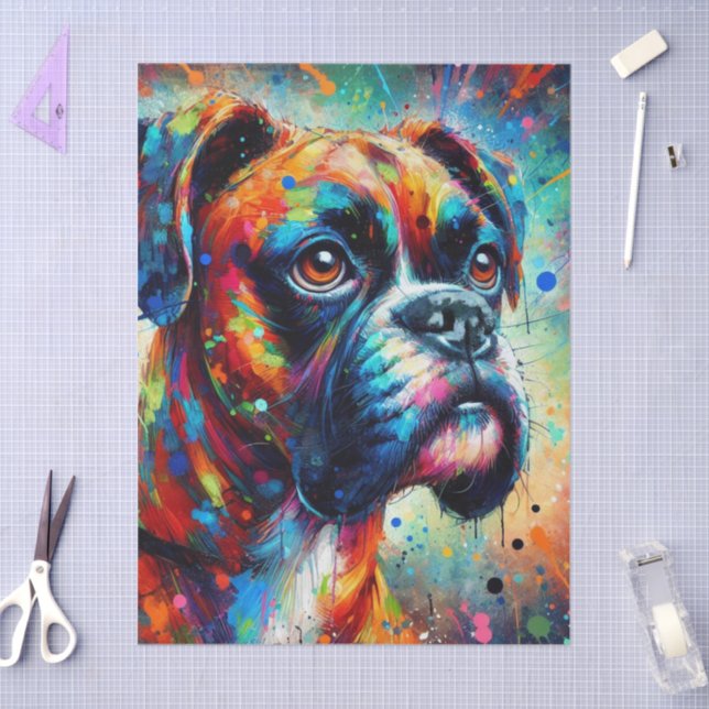 Papier Mousseline Découpage couleur Pop Art Boxer Chien (Artisanat)