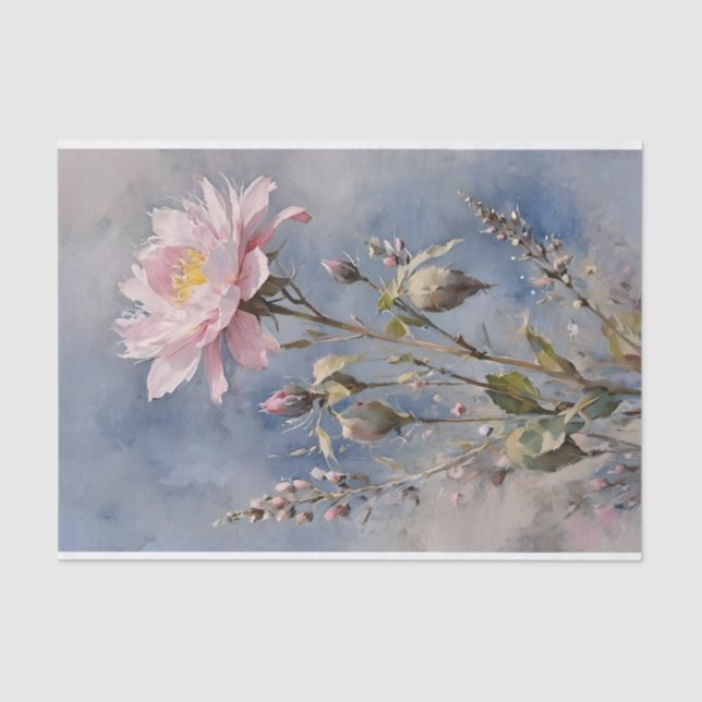 Papier Mousseline Découpage couleur Rose rose et bleu (Recto)