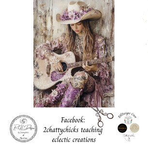 Papier Mousseline Découpage Country Girl Guitar Singer Lilac Robe