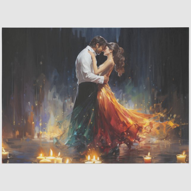 Papier Mousseline Découpage Couple Dancing Tango dans la rue (Recto)