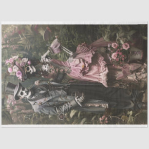 Papier Mousseline Découpage Couple de squelette victorien