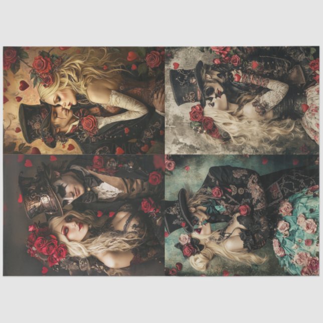 Papier Mousseline Découpage Couples de Saint-Valentin gothique Steam (Recto)