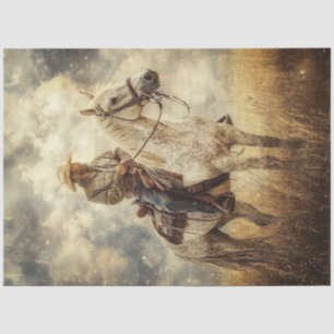 Papier Mousseline Découpage Cowboy équitation terrain