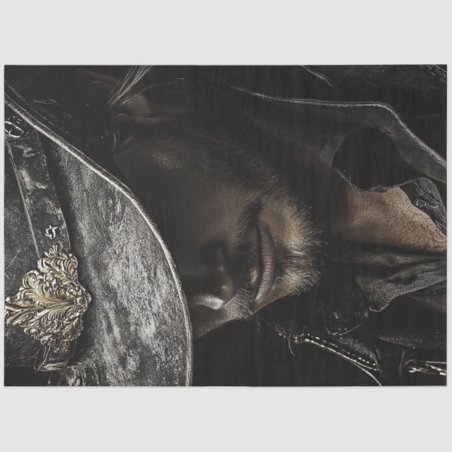 Papier Mousseline Découpage cowboy noir Casquette argent Accents (Recto)