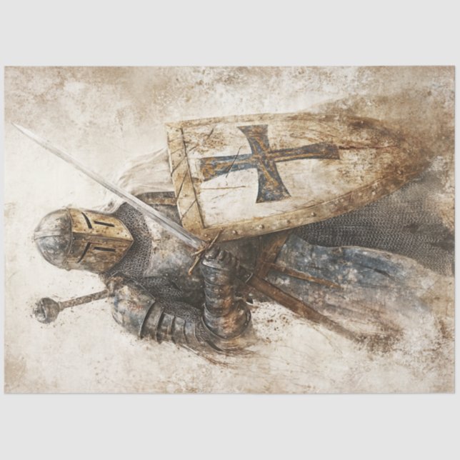 Papier Mousseline Découpage Crusade Mangeurs Christian Knight (Recto)