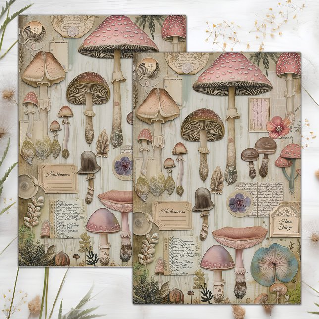 PAPIER MOUSSELINE DÉCOUPAGE D'AFFICHAGE DES CHAMBRES SAUVAGES (WILD MUSHROOMS POSTER DECOUPAGE TISSUE PAPER)