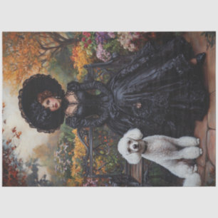 Papier Mousseline Découpage dame victorienne en Black Gown et Poodle