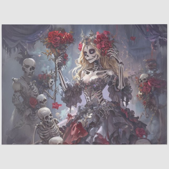 Papier Mousseline Découpage Danseurs de skelton gothique Robe Lilac (Recto)