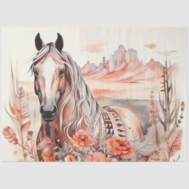 Papier Mousseline Découpage d'aquarelle BoHo Ouest (Recto)
